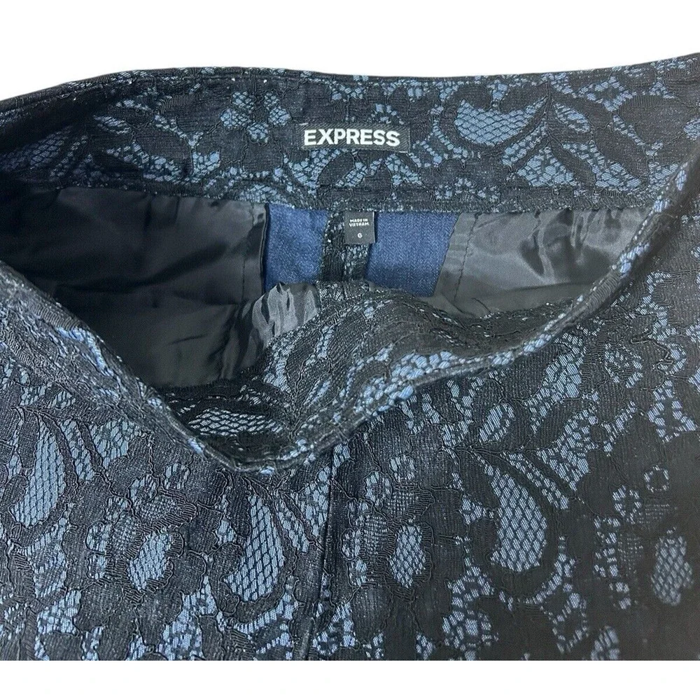 Express Black Navy Lace Shorts Sz 6 Slash Pockets High-Rise Dress Short